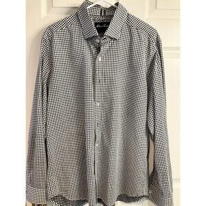Robert Graham  Black & White  Houndstooth Gingham Dress Shirt Men's Size 2XL